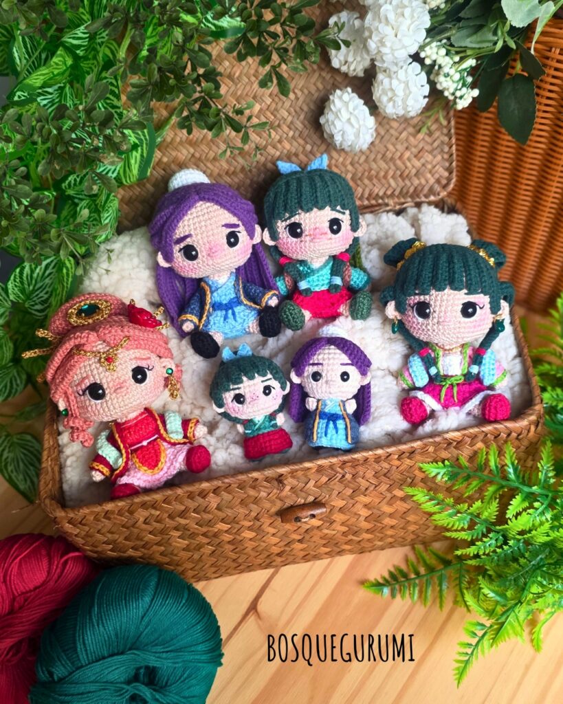 The Apothecary Diaries Amigurumis: Maomao, Jinshi, Lady Gyokuyou 