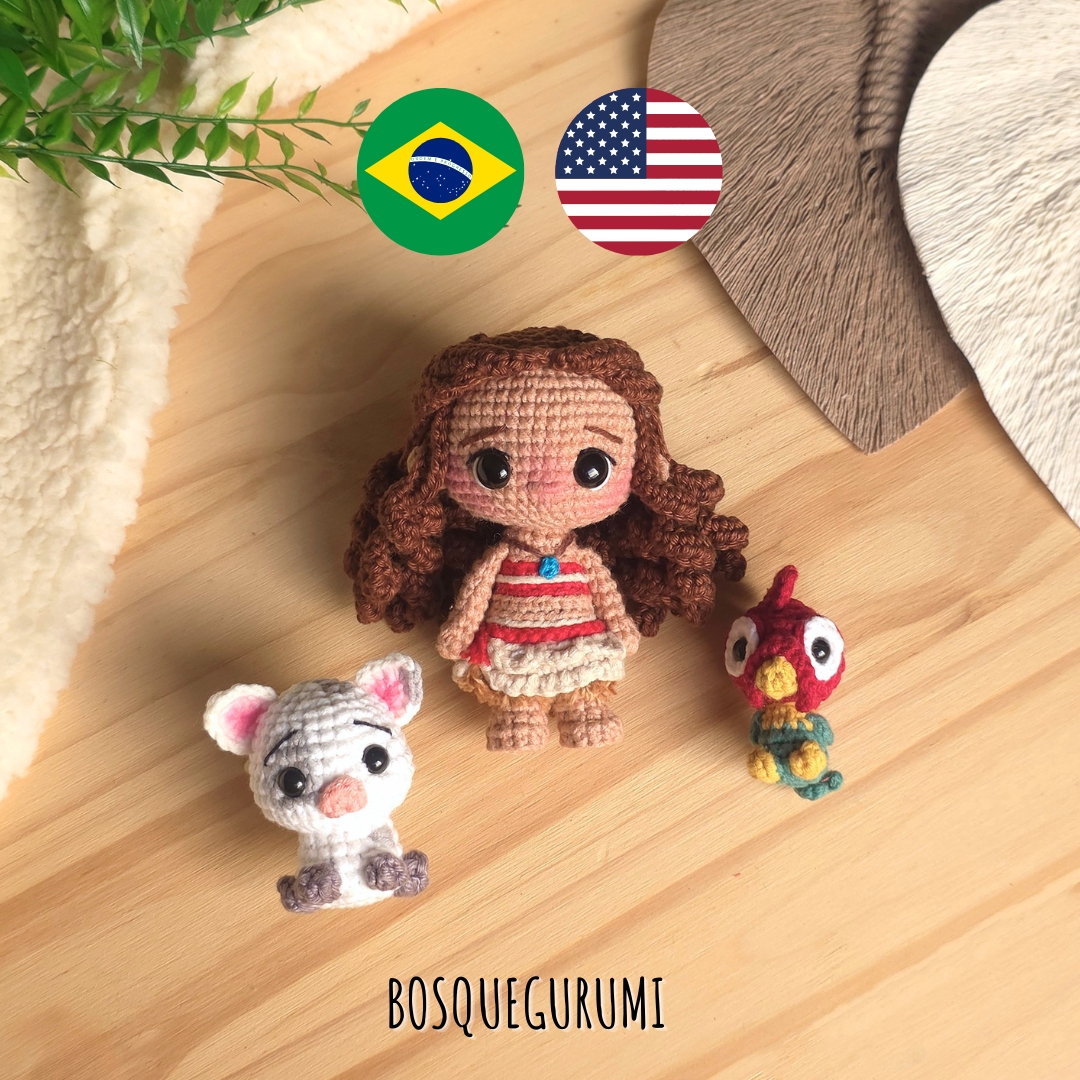Moana amigurumi patterns / receitas de amigurumis (English/Português) Moana, Pua, Heihei